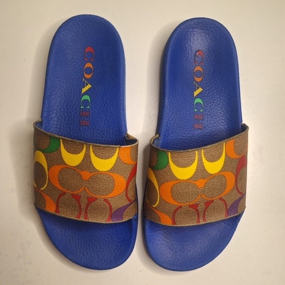 Coach Pride Men's-unisex Slides Men's Size 6 Or Woman's Size 7.5 - Picture 2 of 13